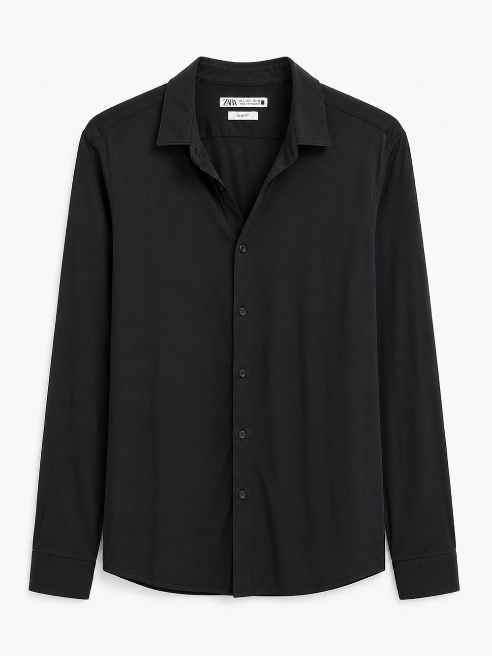 Zara Black Slim-Fit Long Sleeve Shirt